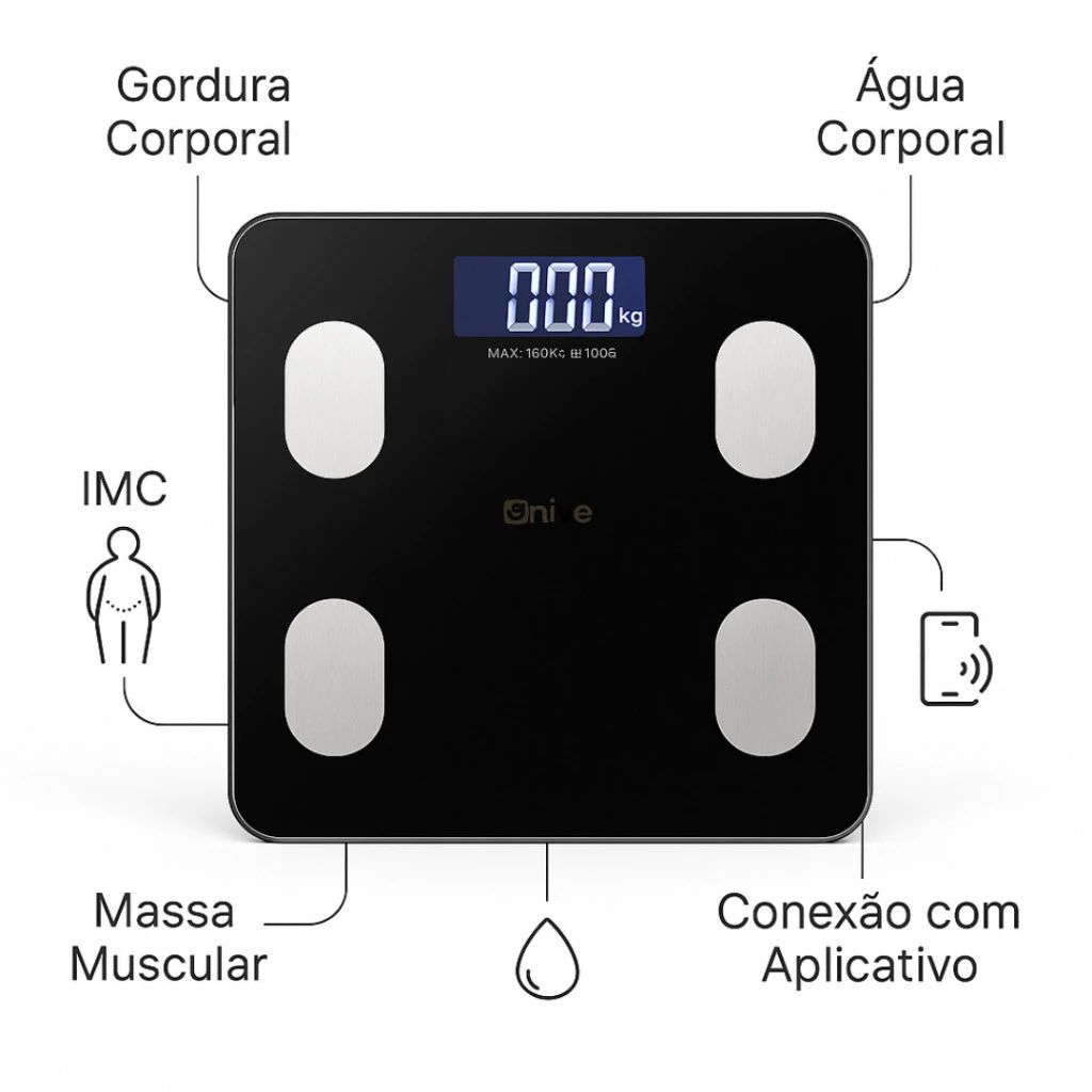 Balança Bioimpedância Digital Profissional via Bluethooth